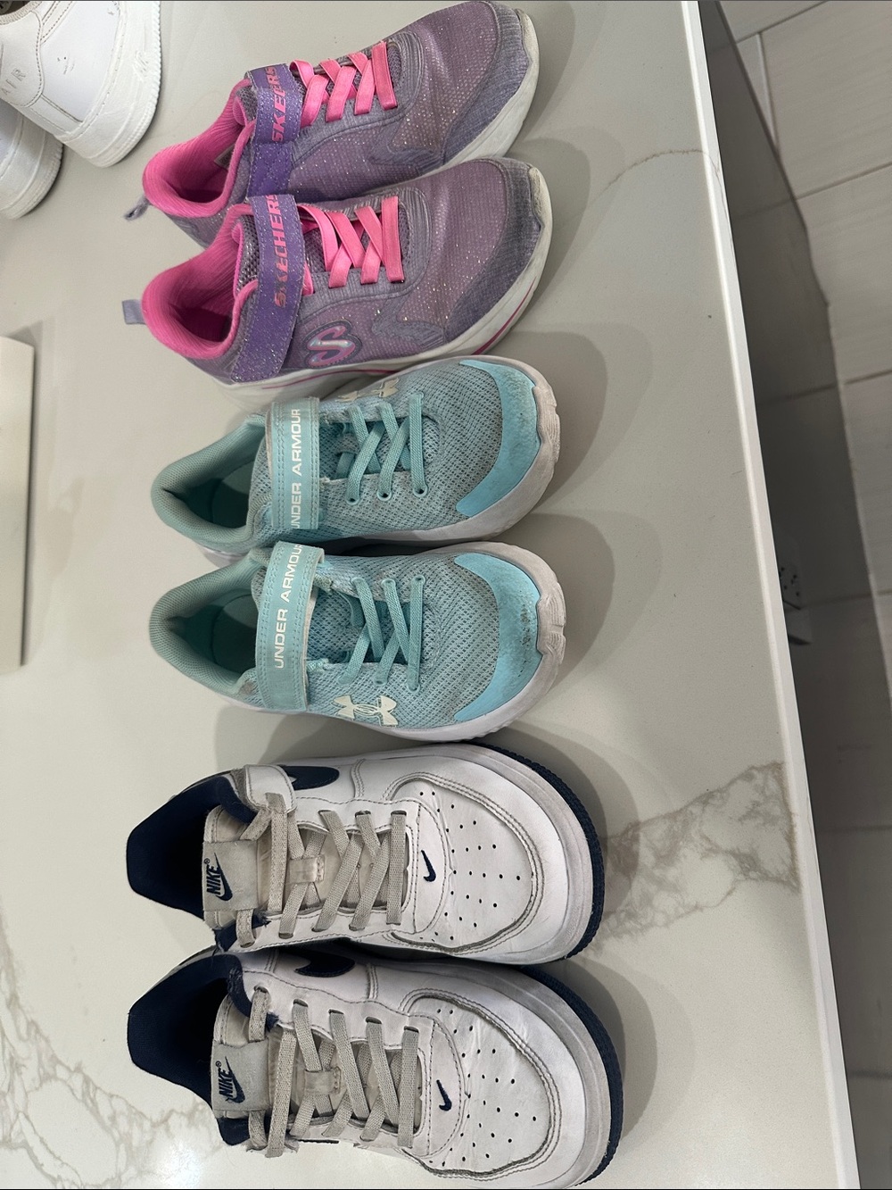 Nike air 1 Skechers Under Armpur Kids Purple and Pink Glitter Slip-On Sneakers